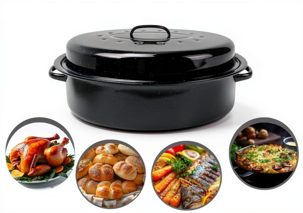 Granite Bowl Turkey Roaster Oval Carbon Steel 18in-3