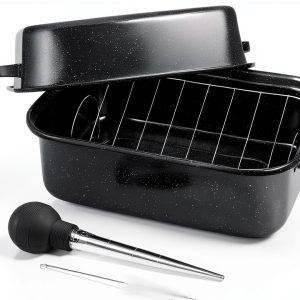 DIMESHY Roasting Pan Porcelain Enamel Dishwasher Safe-0