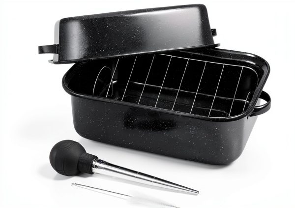 DIMESHY Roasting Pan Porcelain Enamel Dishwasher Safe-0