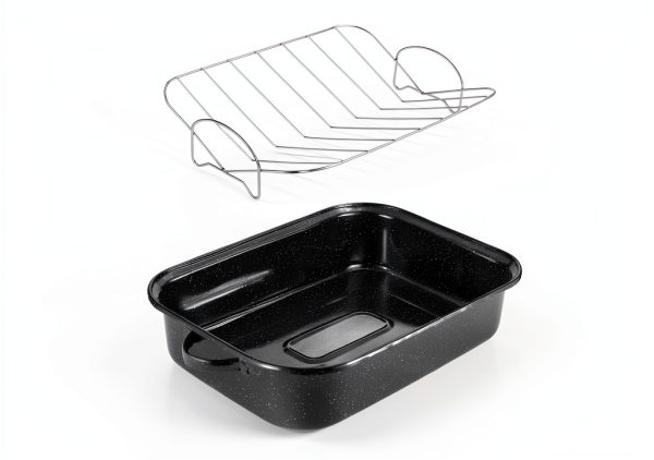 DIMESHY Roasting Pan Porcelain Enamel Dishwasher Safe-4