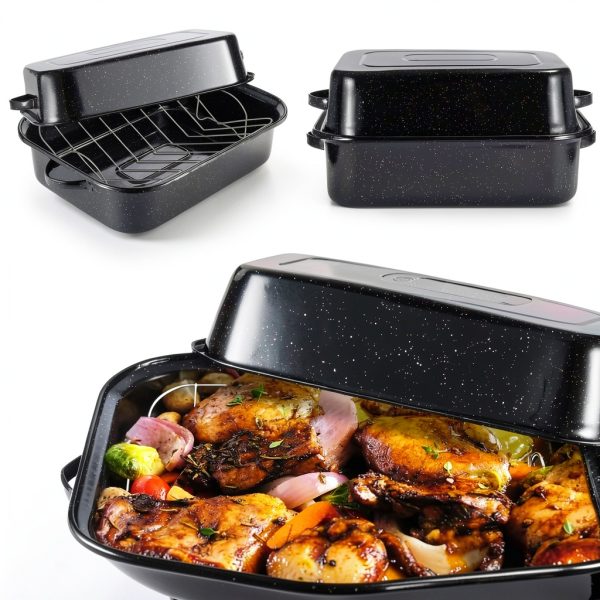 QPMR Roasting Pan Carbon Steel Dishwasher Safe 25lb Capacity-1