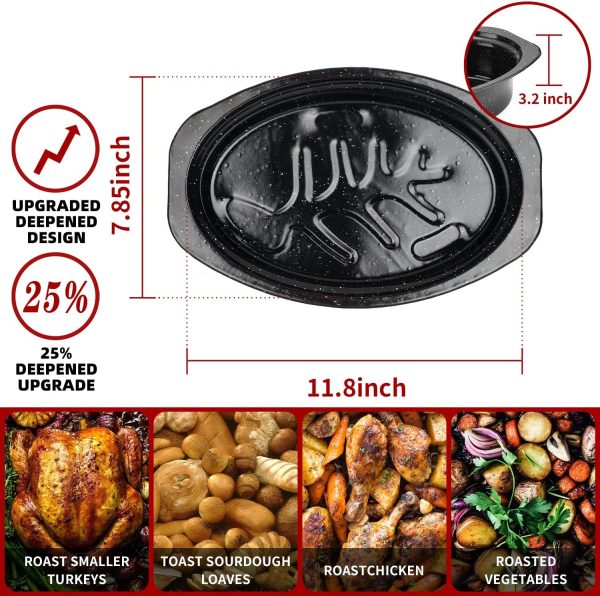 DIMESHY Roasting Pan Alloy Steel Porcelain Dishwasher Safe-4