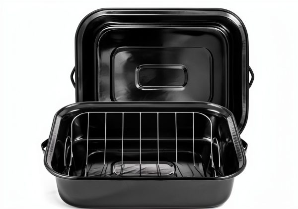 DIMESHY Roasting Pan Porcelain Enamel Dishwasher Safe-1