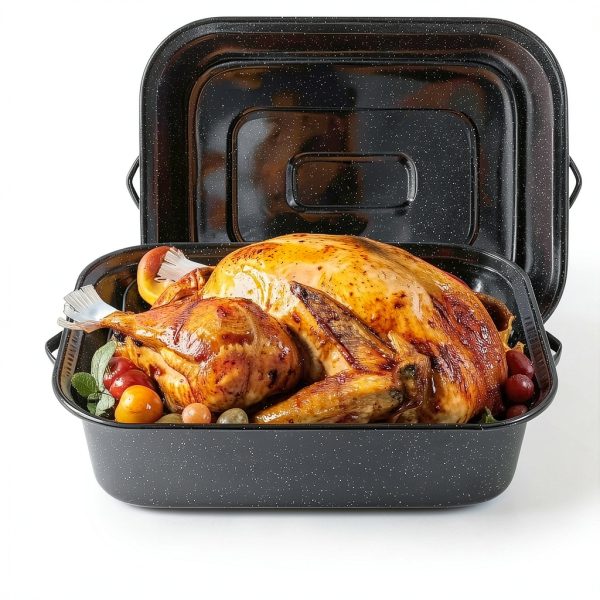 DIMESHY Roasting Pan Porcelain Enamel Dishwasher Safe-3