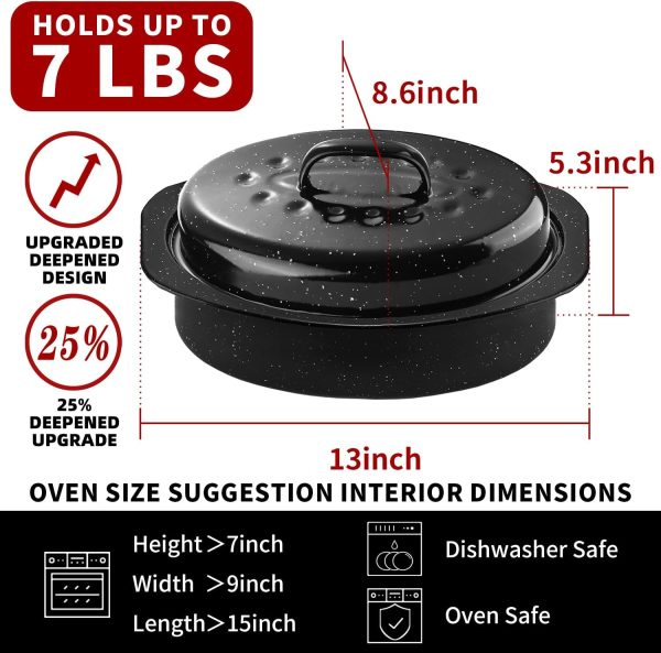 DIMESHY Roasting Pan Alloy Steel Porcelain Dishwasher Safe-3