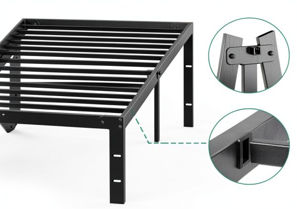 Sweetcrispy Queen Bed Frame Black Metal Home Furniture-2