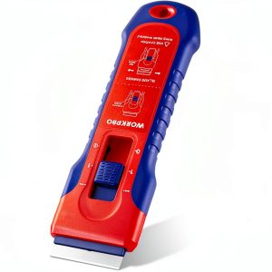 WORKPRO Retractable Razor Blade Scraper with 56 Blades, Built-in Storage Cleaning Scraper Tool for Paint Stickers Adhesive Glass Ceramic Wood-0