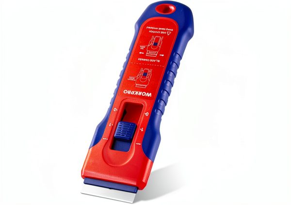 WORKPRO Retractable Razor Blade Scraper with 56 Blades, Built-in Storage Cleaning Scraper Tool for Paint Stickers Adhesive Glass Ceramic Wood-0