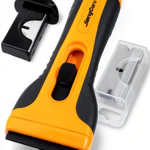 Razor Blade Scraper Tool with 15 Extra SK5 Blades - Multi-Surface for Glass Tile Window Car Cooktops - Stainless Steel, Cleaning & Paint Removal Tool-0