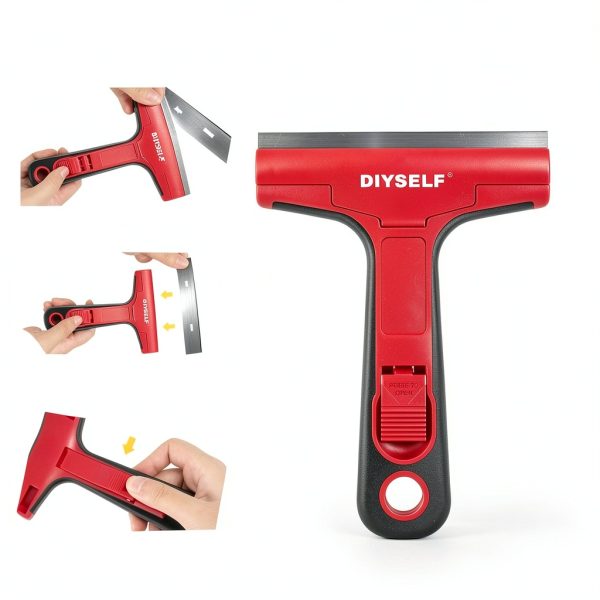 DIYSELF Razor Blade Scraper, 1 Pack Scraper Tool with 10pcs 4-Inch Blades, Razor Scraper for Cleaning Glass, Window, Stove Top, Oven, Kitchen, Cooktop, Shower Door, Sticky Residue, Tile, Wallpaper-5