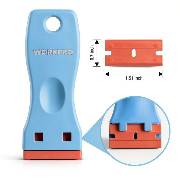 Plastic Razor Blade Scraper by WORKPRO 3-Piece Set with 120 Blades-2