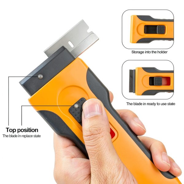 Razor Blade Scraper Tool with 5pcs Extra Blades, Cleaning Razor Scraper, Glass Top Stove Scraper for Oven Door, Cooktop Scraper, Glass Scraper Cleaning Paint-4