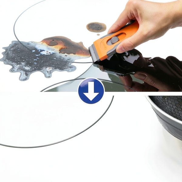 Razor Blade Scraper with 15 Extra Blades: Multi-Surface Cleaning Tool for Glass, Ceramic Cooktops, Ovens, Glass Top Stoves and Foot - Removes Burned-On Food, Tough Stains, Dirt, Stickers, and Paint-4