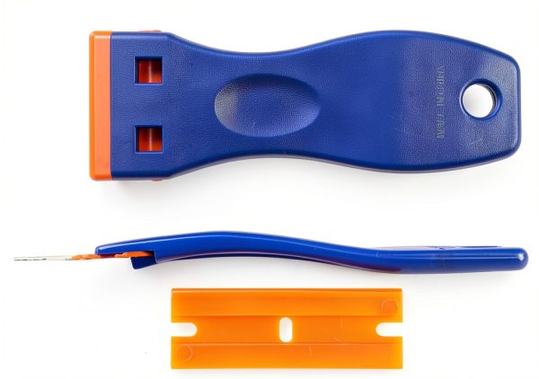 4 PCS Plastic Razor Blade Scraper and 120 PCS Plastic Razor Blades, Cleaning Scraper Tool for Remover, Adhesive, Stickers, Decals, Glass, Labels, Cars Windows-1