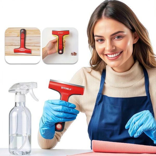 DIYSELF Razor Blade Scraper, 1 Pack Scraper Tool with 10pcs 4-Inch Blades, Razor Scraper for Cleaning Glass, Window, Stove Top, Oven, Kitchen, Cooktop, Shower Door, Sticky Residue, Tile, Wallpaper-2