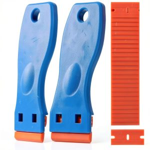KUSUFEFI Plastic Razor Blade Scraper with 60 Blades for Stickers-0