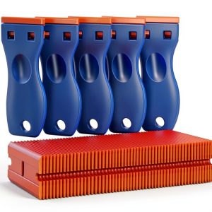 Plastic Razor Blade Scraper Tool, 6 Pcs Razor Scraper with 60 Pcs Plastic Blades, Cleaning Scraper Remover for Removal Floor Stove Scraping Labels and Decals Sticker on Car Window Glass-0