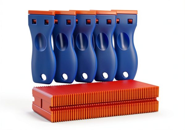 Plastic Razor Blade Scraper Tool, 6 Pcs Razor Scraper with 60 Pcs Plastic Blades, Cleaning Scraper Remover for Removal Floor Stove Scraping Labels and Decals Sticker on Car Window Glass-0